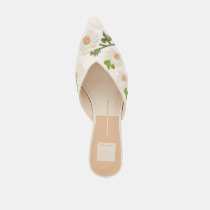 ELM FLATS WHITE FLORAL RAFFIA - Dolce Vita