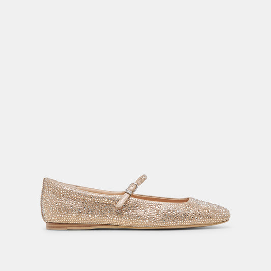 REYES CRYSTAL BALLET FLATS LIGHT GOLD CRYSTAL - Dolce Vita