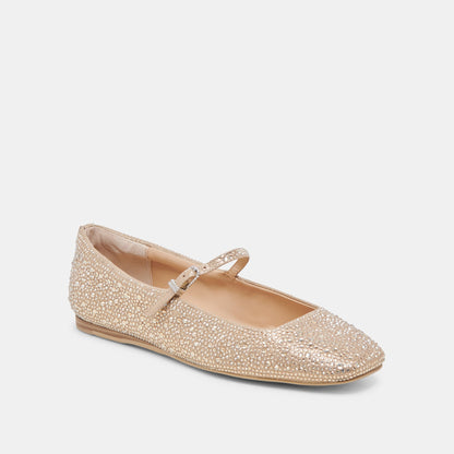 REYES CRYSTAL BALLET FLATS LIGHT GOLD CRYSTAL - Dolce Vita
