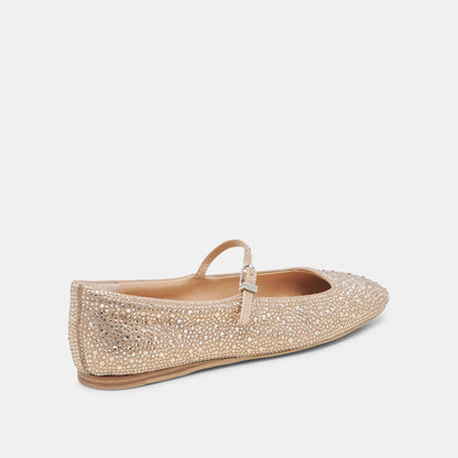 REYES CRYSTAL BALLET FLATS LIGHT GOLD CRYSTAL - Dolce Vita