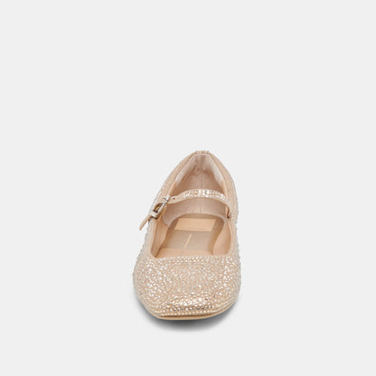 REYES CRYSTAL BALLET FLATS LIGHT GOLD CRYSTAL - Dolce Vita