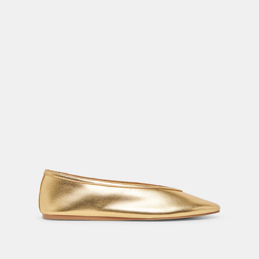 Braidy Gold Metallic Leather Ballet Flats - Dolce Vita