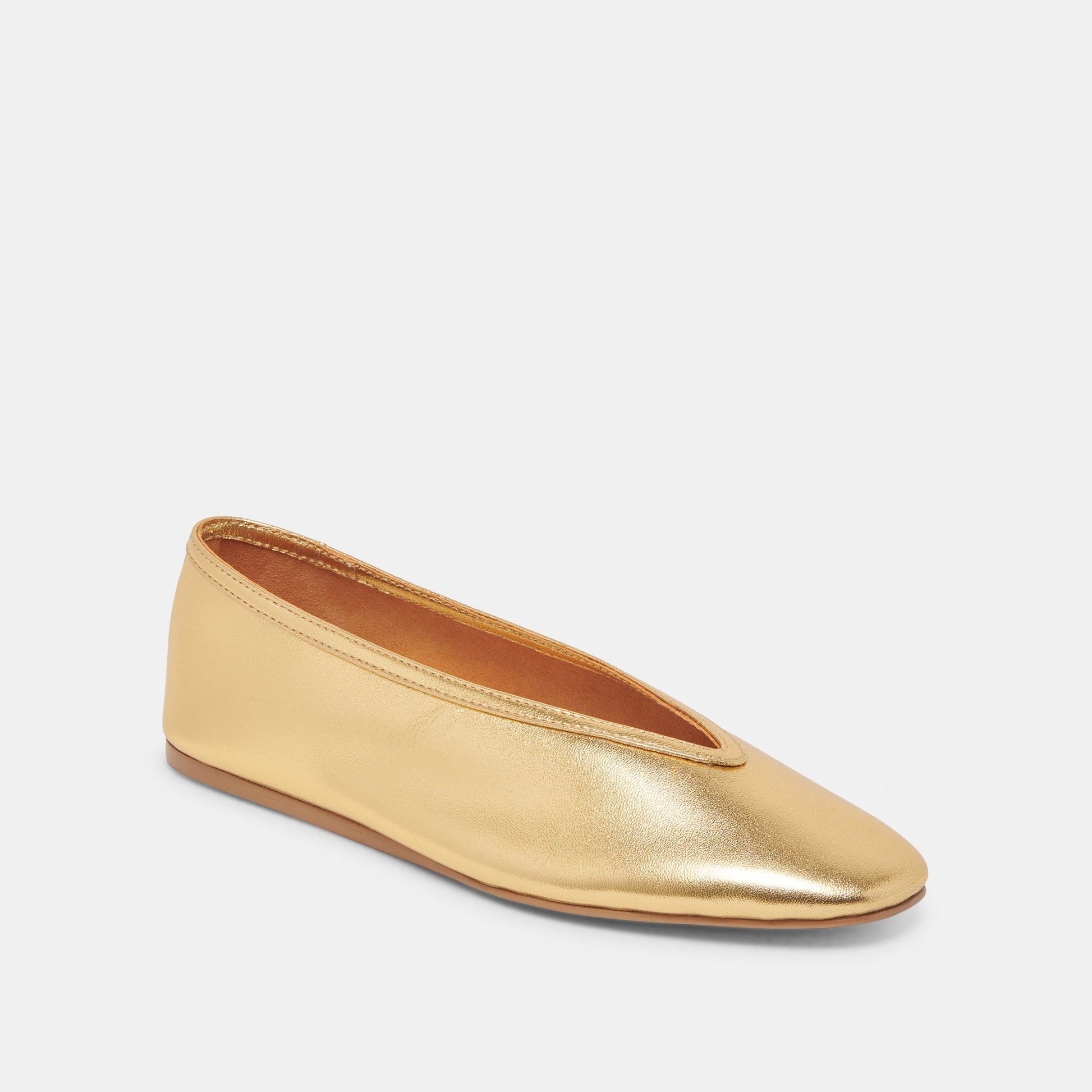 Braidy Gold Metallic Leather Ballet Flats - Dolce Vita
