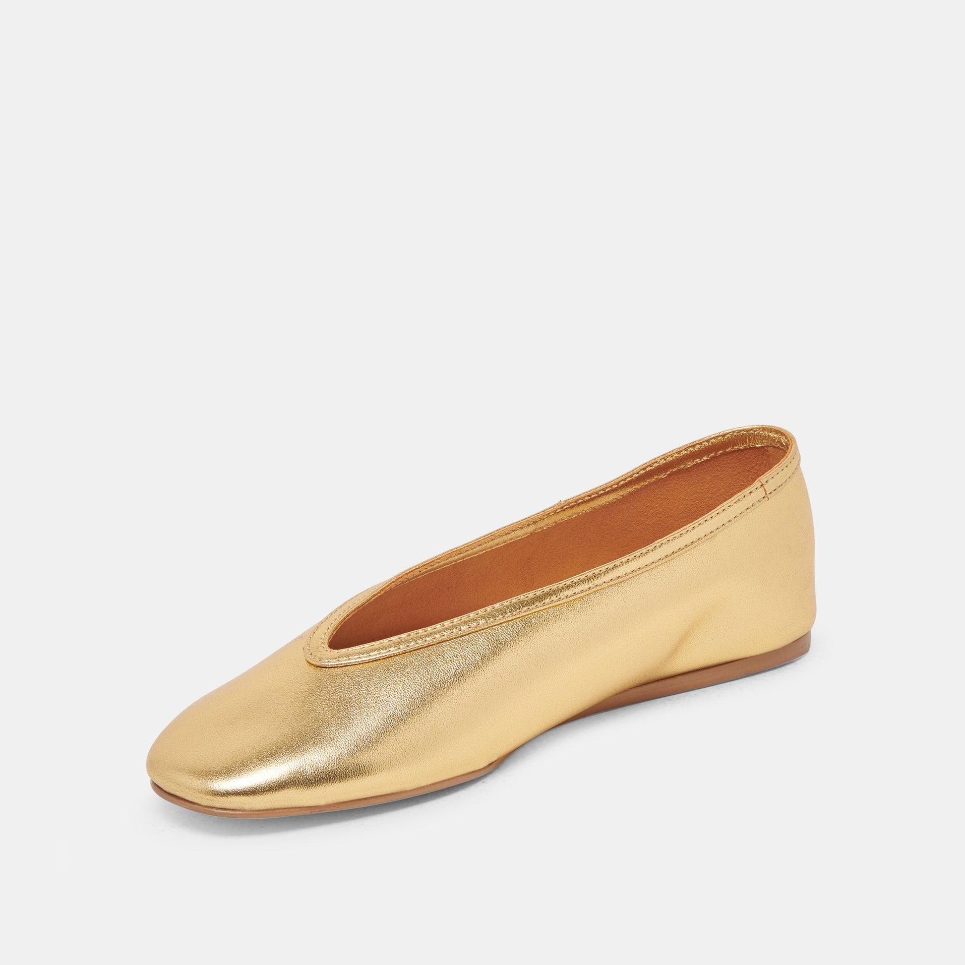Braidy Gold Metallic Leather Ballet Flats - Dolce Vita