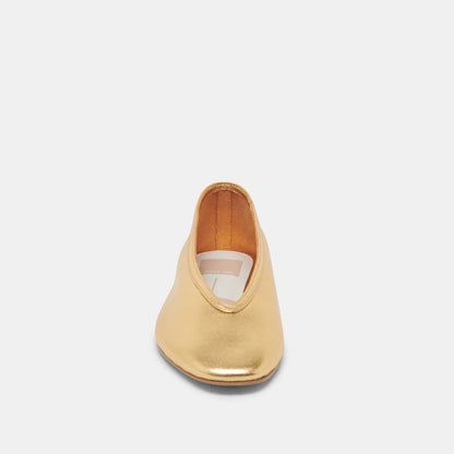 Braidy Gold Metallic Leather Ballet Flats - Dolce Vita