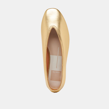 Braidy Gold Metallic Leather Ballet Flats - Dolce Vita