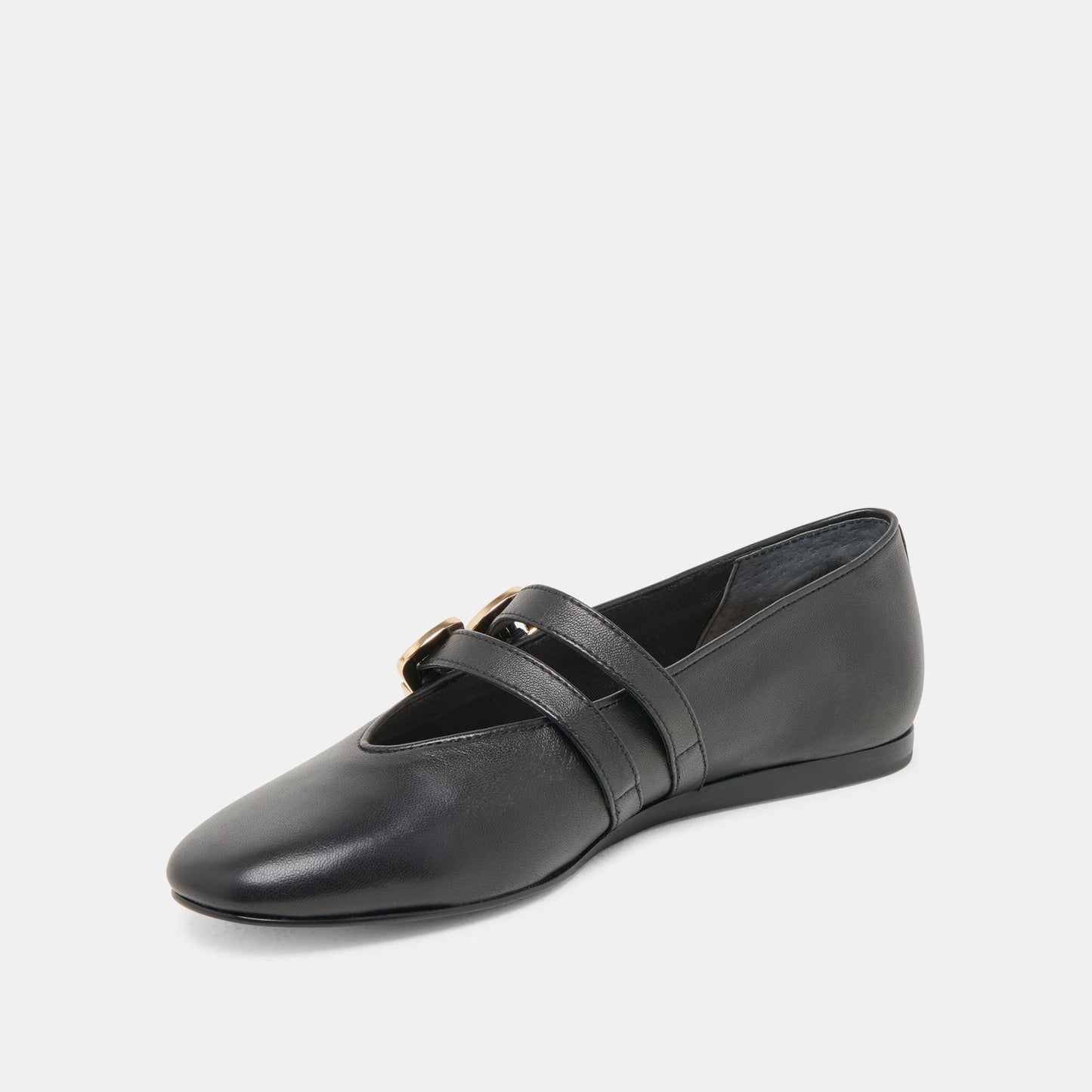 BAYLEE WIDE BALLET FLATS BLACK LEATHER - Dolce Vita