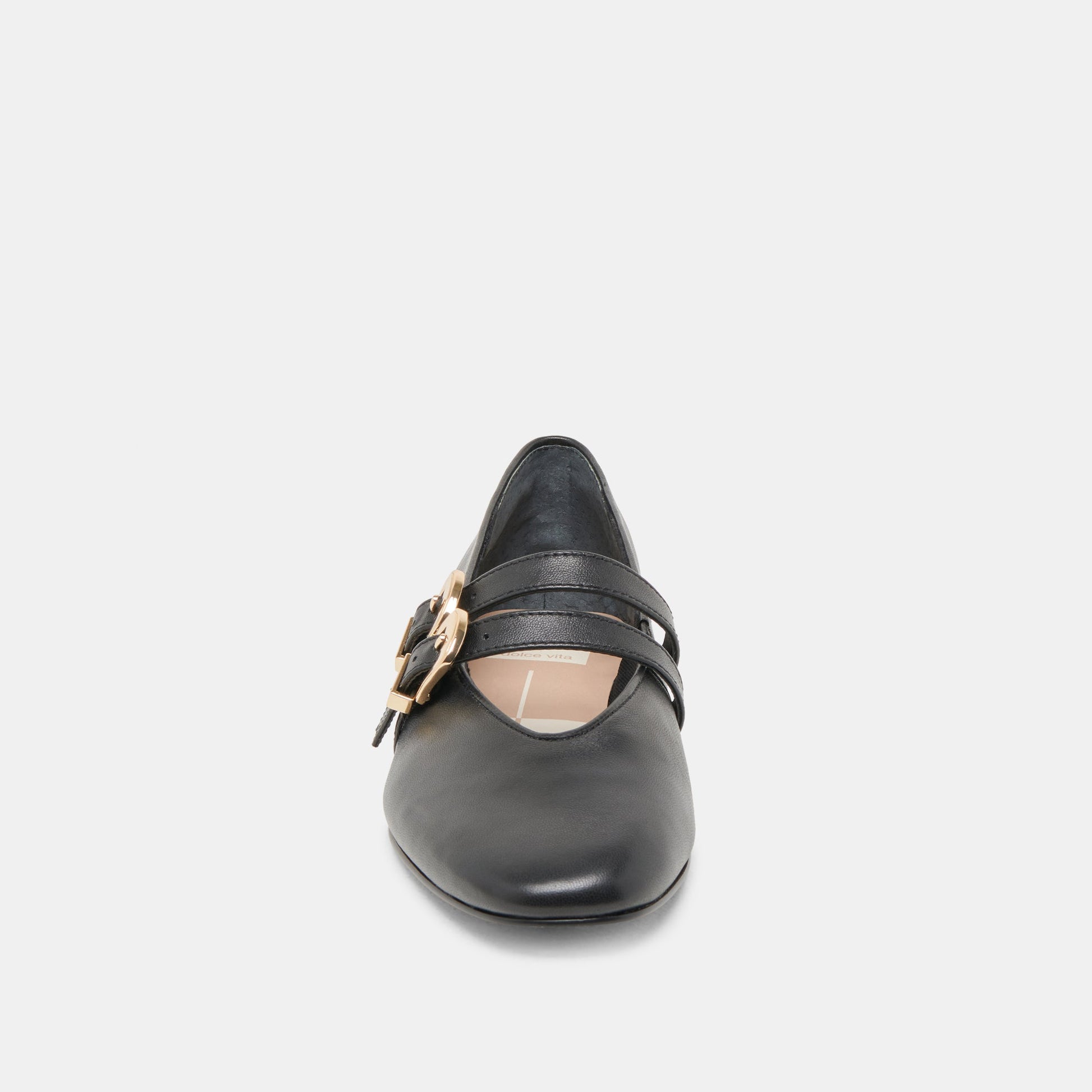 BAYLEE WIDE BALLET FLATS BLACK LEATHER - Dolce Vita