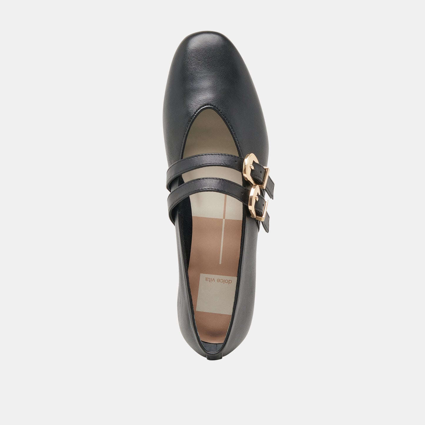 BAYLEE WIDE BALLET FLATS BLACK LEATHER - Dolce Vita
