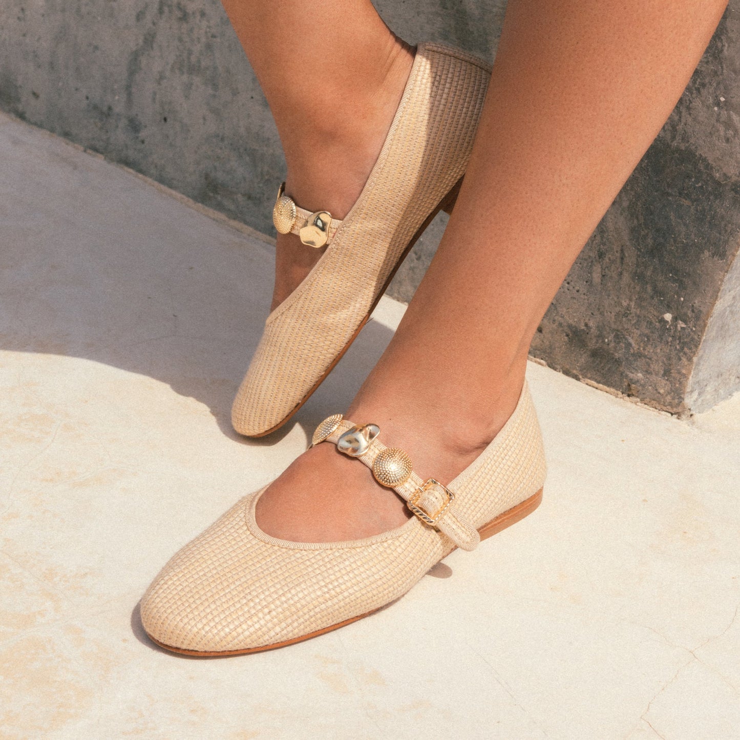 RELAN BALLET FLATS LT NATURAL RAFFIA - Dolce Vita