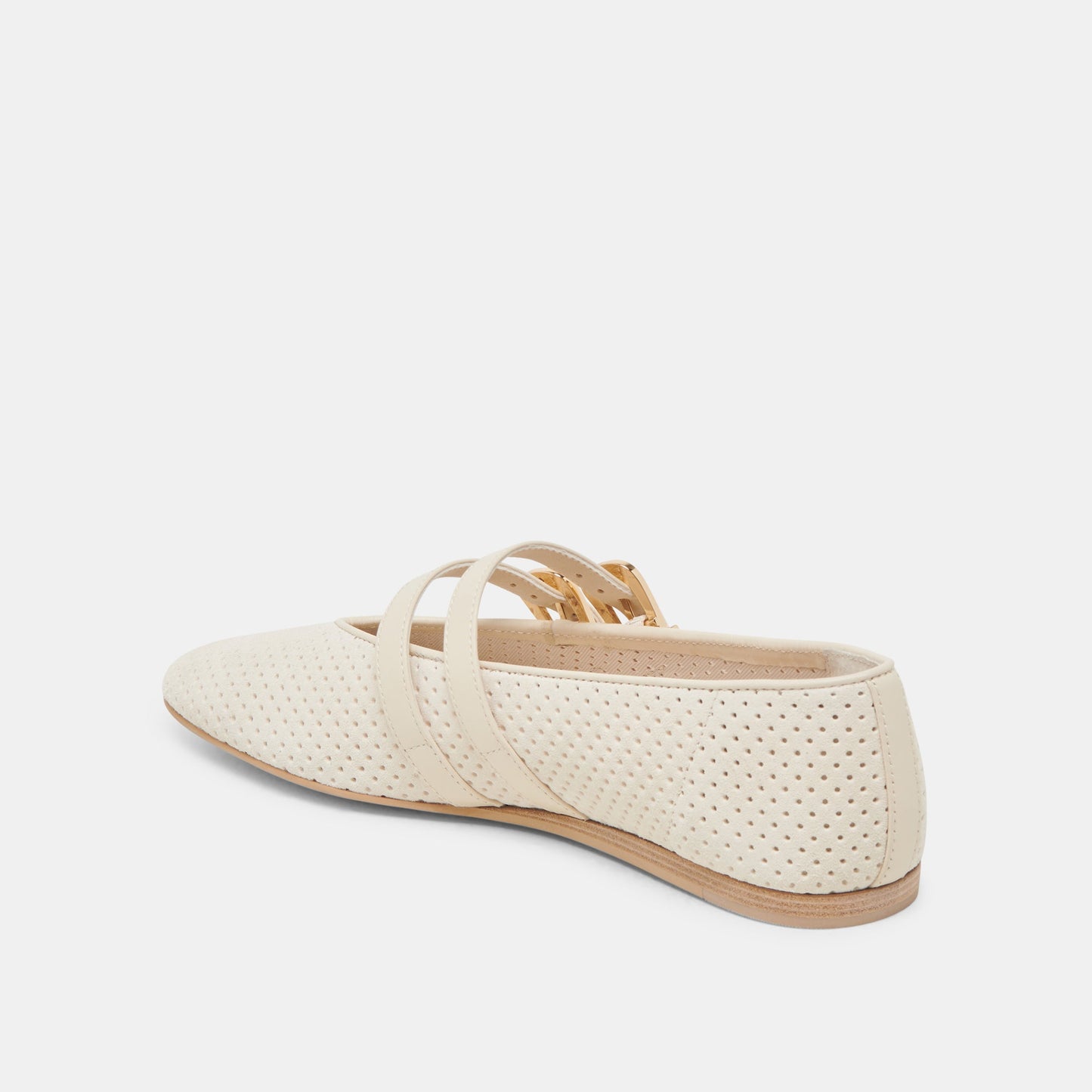 Baylee Wide Bone Perforated Suede Ballet Flats - Dolce Vita