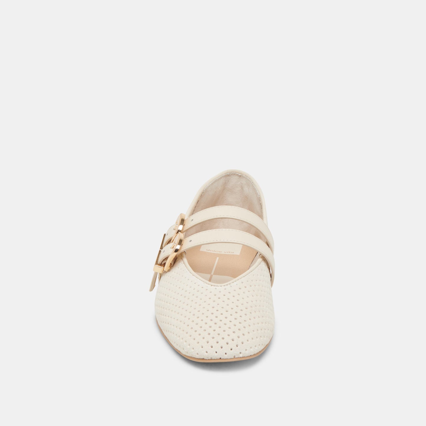 Baylee Wide Bone Perforated Suede Ballet Flats - Dolce Vita