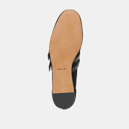 Baylee Wide Onyx Perforated Suede Ballet Flats - Dolce Vita