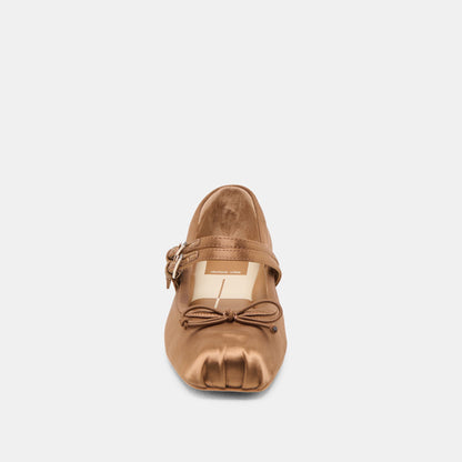 Gibsen Mid Brown Satin Ballet Flats - Dolce Vita