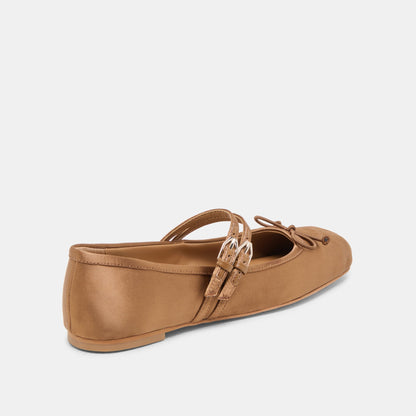 Gibsen Mid Brown Satin Ballet Flats - Dolce Vita