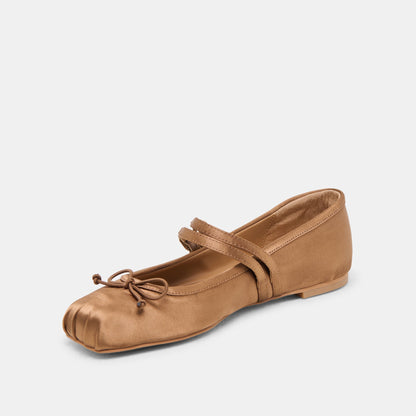 Gibsen Mid Brown Satin Ballet Flats - Dolce Vita