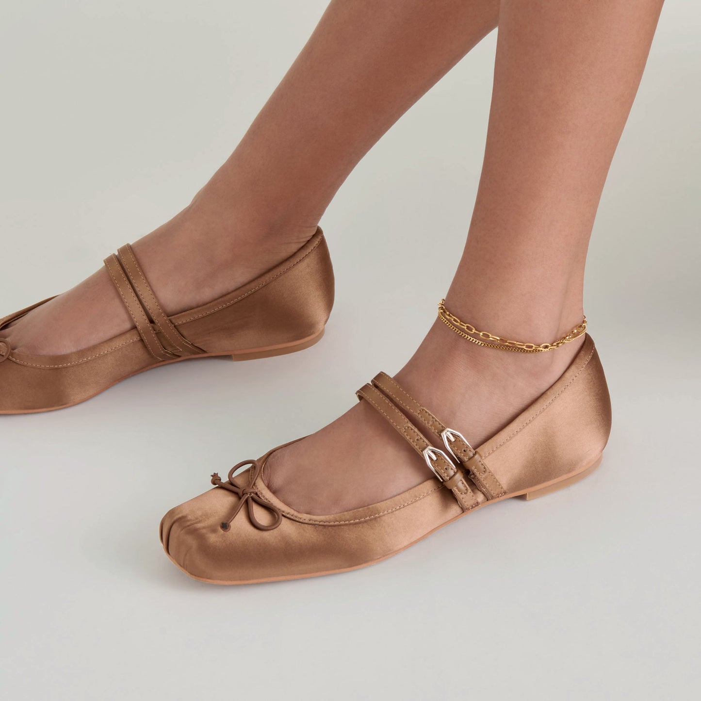 Gibsen Mid Brown Satin Ballet Flats - Dolce Vita