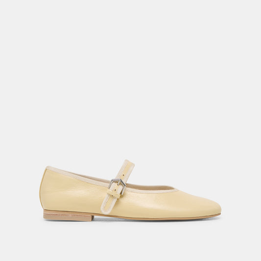 Roslyn Light Yellow Leather Ballet Flats - Dolce Vita