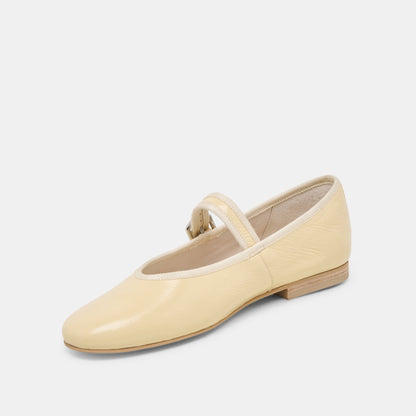 Roslyn Light Yellow Leather Ballet Flats - Dolce Vita