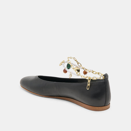 Baiden Black Leather Ballet Flats - Dolce Vita