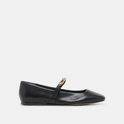 RADYA BALLET FLATS BLACK LEATHER - Dolce Vita
