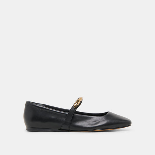 RADYA BALLET FLATS BLACK LEATHER - Dolce Vita
