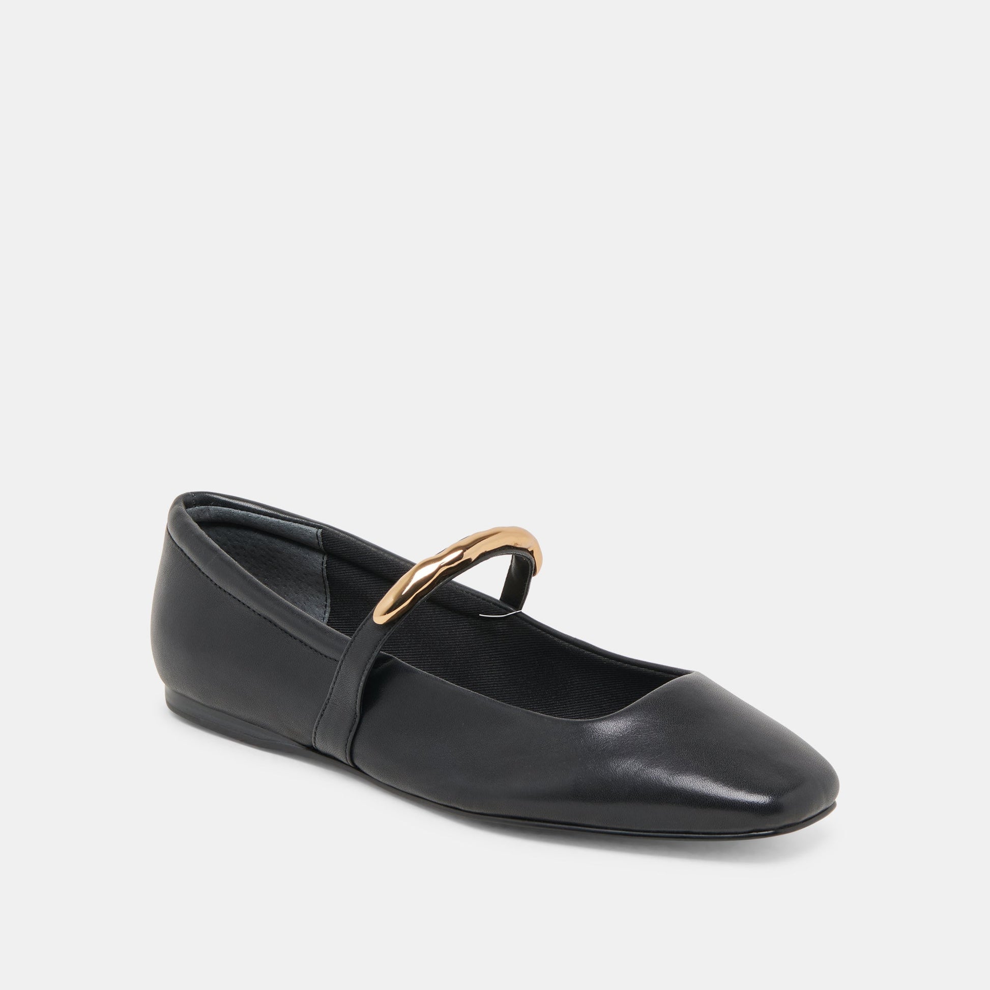 RADYA BALLET FLATS BLACK LEATHER - Dolce Vita