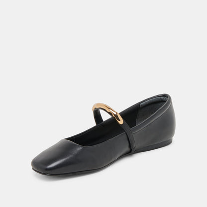 RADYA BALLET FLATS BLACK LEATHER - Dolce Vita