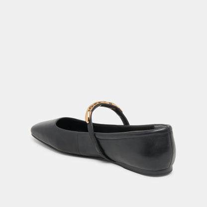 RADYA BALLET FLATS BLACK LEATHER - Dolce Vita