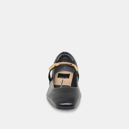 RADYA BALLET FLATS BLACK LEATHER - Dolce Vita