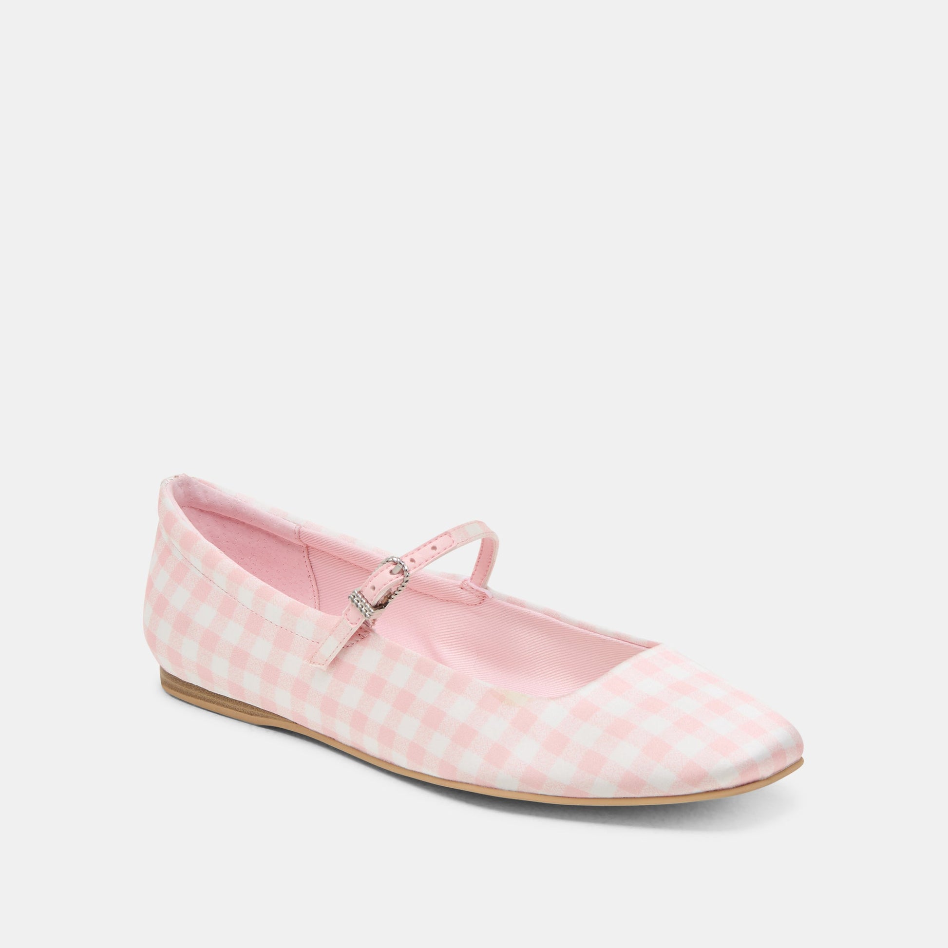 Reyes X Byrdie Golf Pink Plaid Gingham Wide Ballet Flats - Dolce Vita