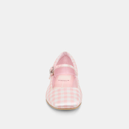 Reyes X Byrdie Golf Pink Plaid Gingham Wide Ballet Flats - Dolce Vita