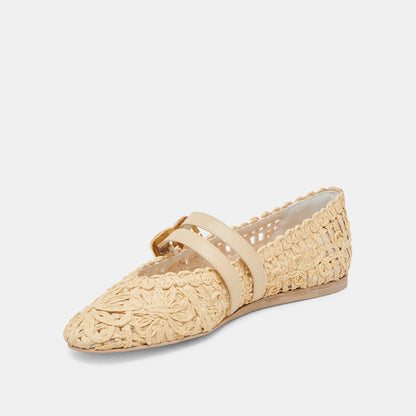 BAYLEE SUNFLOWER BALLET FLATS LT NATURAL MACRAME - Dolce Vita