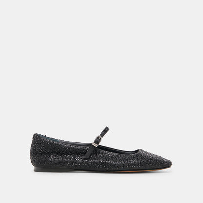 REYES CRYSTAL BALLET FLATS BLACK METALLIC CRYSTAL - Dolce Vita