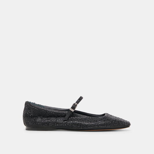 REYES CRYSTAL BALLET FLATS BLACK METALLIC CRYSTAL - Dolce Vita