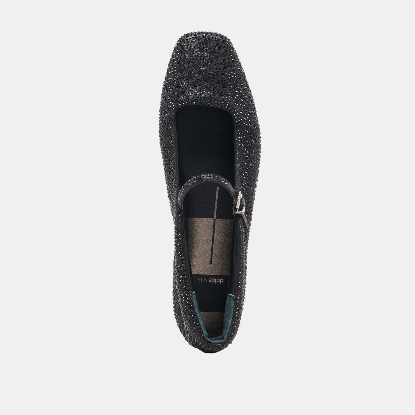 REYES CRYSTAL BALLET FLATS BLACK METALLIC CRYSTAL - Dolce Vita