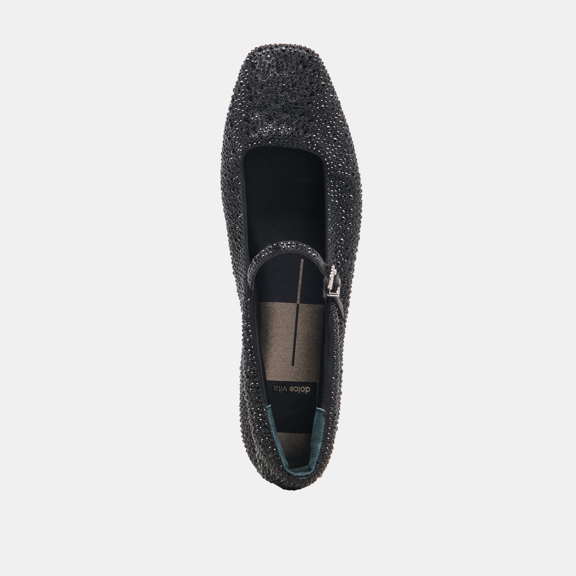 REYES CRYSTAL BALLET FLATS BLACK METALLIC CRYSTAL - Dolce Vita