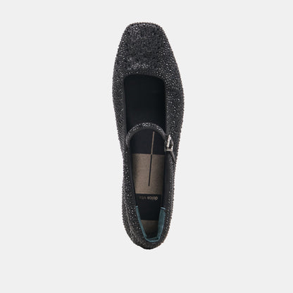 REYES CRYSTAL BALLET FLATS BLACK METALLIC CRYSTAL - Dolce Vita