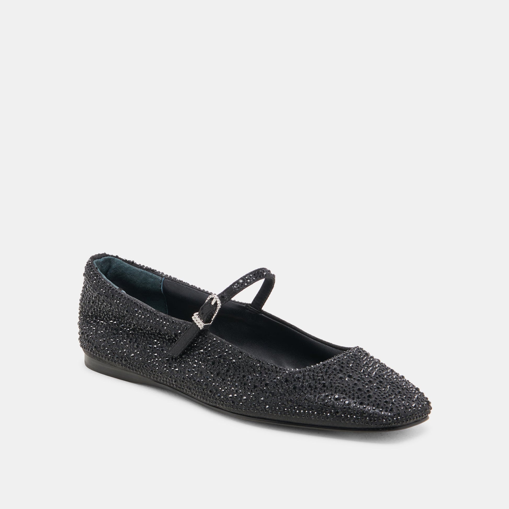 REYES CRYSTAL BALLET FLATS BLACK METALLIC CRYSTAL - Dolce Vita