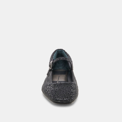 REYES CRYSTAL BALLET FLATS BLACK METALLIC CRYSTAL - Dolce Vita