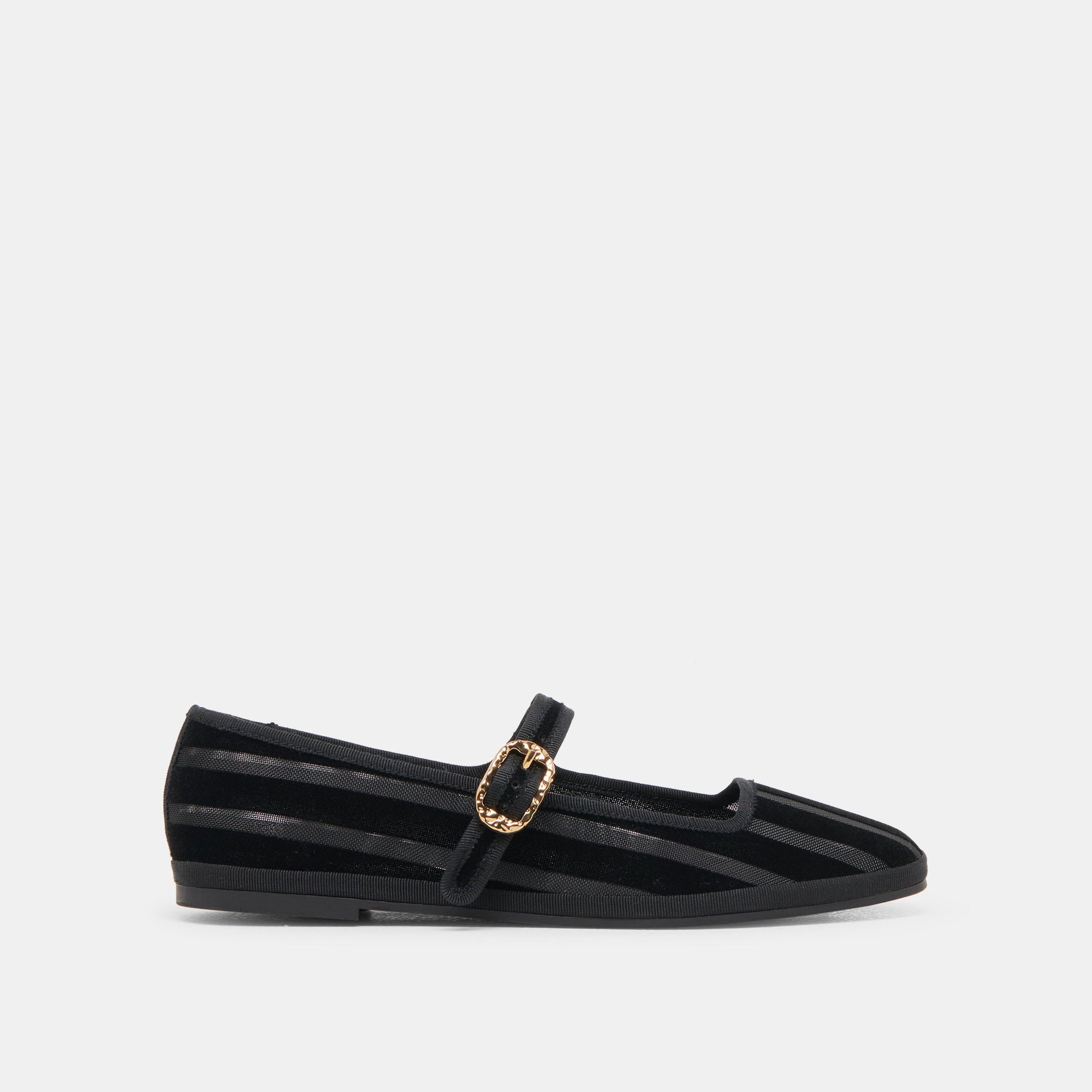 TAMEKA BALLET FLATS BLACK STRIPE MESH - Dolce Vita