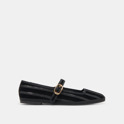 TAMEKA BALLET FLATS BLACK STRIPE MESH - Dolce Vita