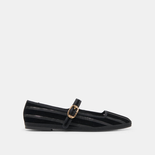 TAMEKA BALLET FLATS BLACK STRIPE MESH - Dolce Vita