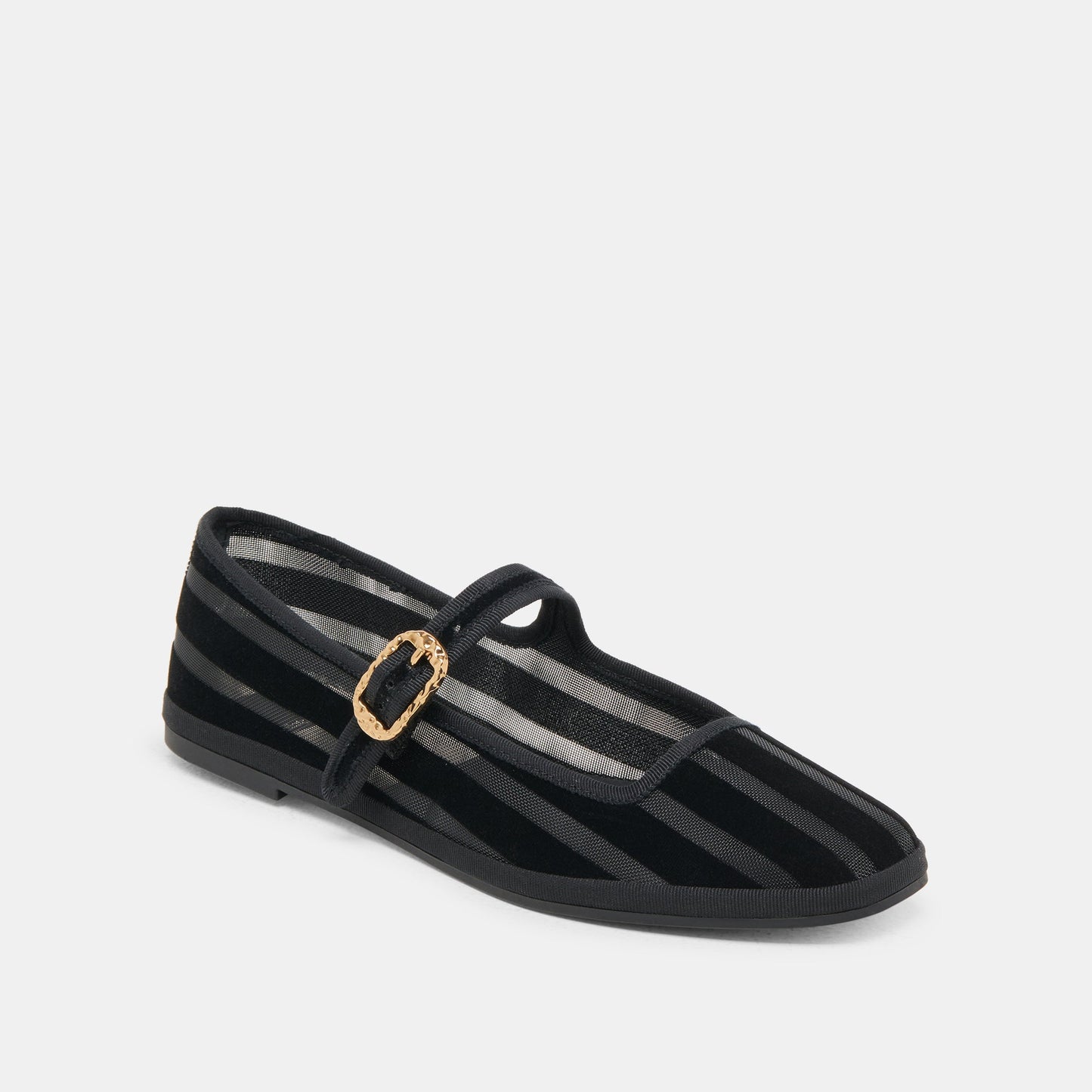 TAMEKA BALLET FLATS BLACK STRIPE MESH - Dolce Vita