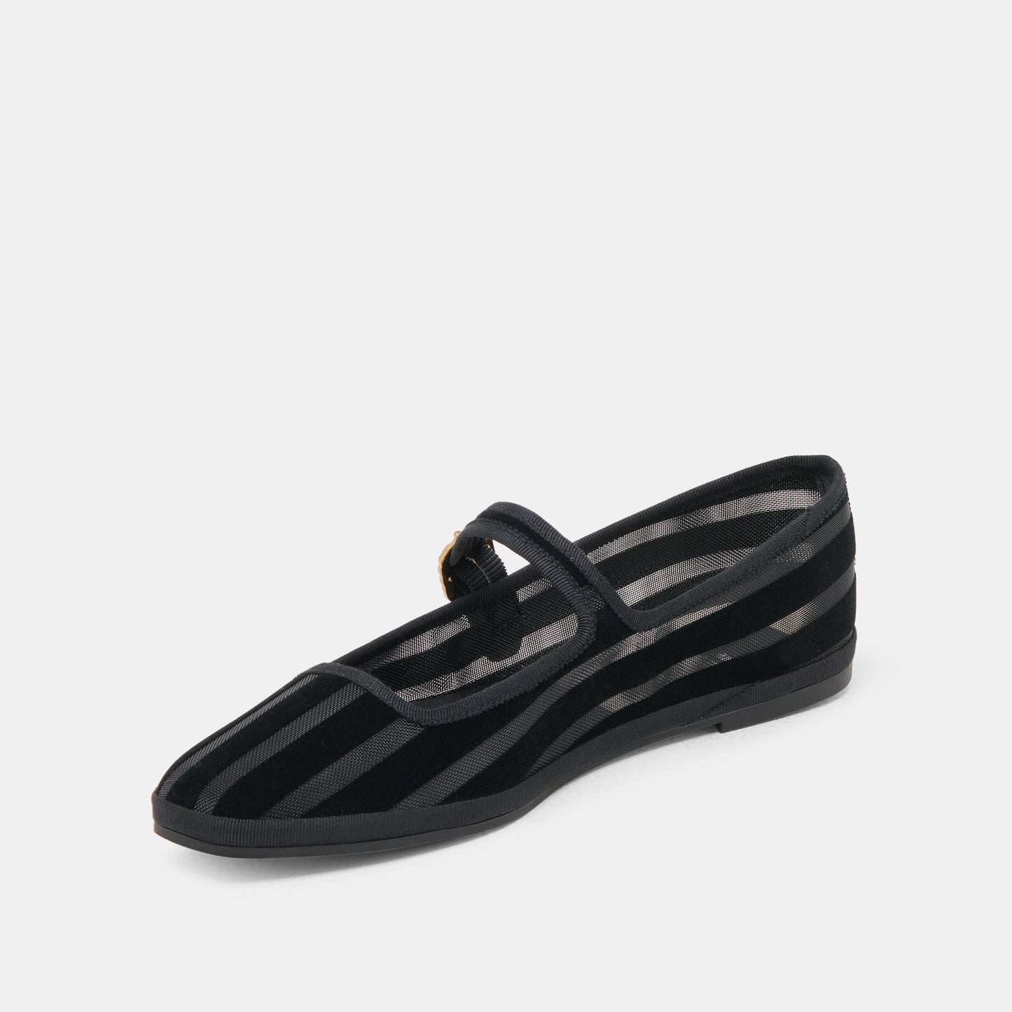 TAMEKA BALLET FLATS BLACK STRIPE MESH - Dolce Vita
