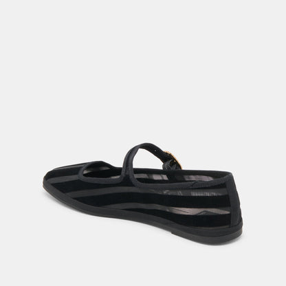 TAMEKA BALLET FLATS BLACK STRIPE MESH - Dolce Vita