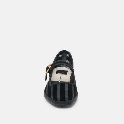 TAMEKA BALLET FLATS BLACK STRIPE MESH - Dolce Vita