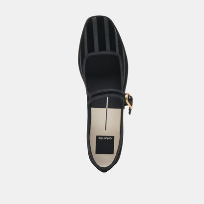 TAMEKA BALLET FLATS BLACK STRIPE MESH - Dolce Vita