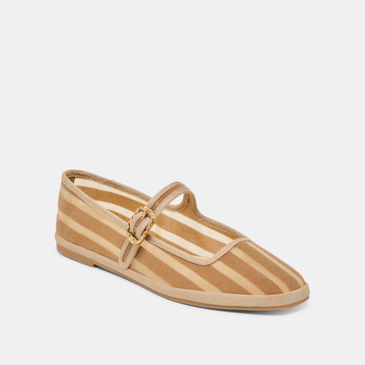 TAMEKA BALLET FLATS TAN STRIPE MESH - Dolce Vita