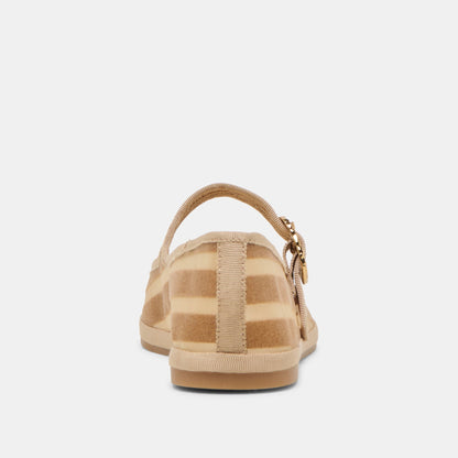 TAMEKA BALLET FLATS TAN STRIPE MESH - Dolce Vita